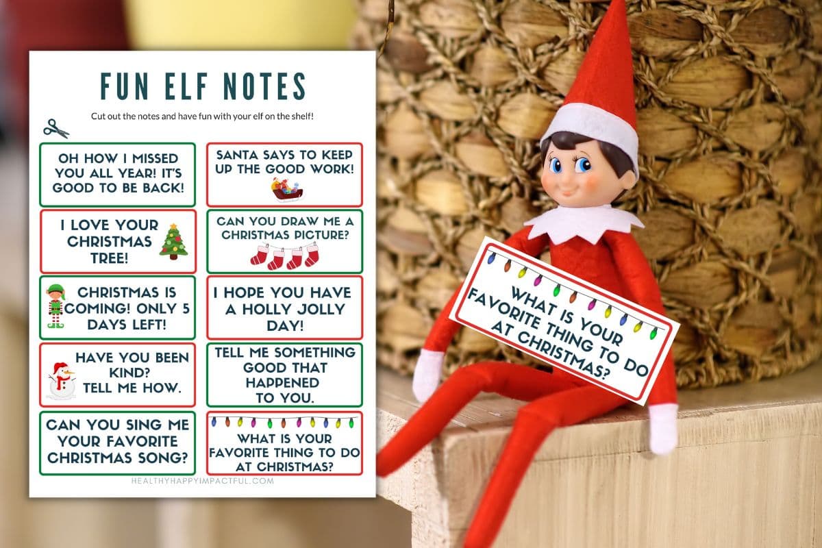 cute elf on the shelf notes (free printable for 2025)